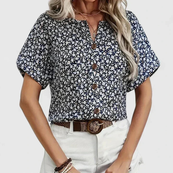 Whitney | Button-Down Short Sleeve Blouse For Women