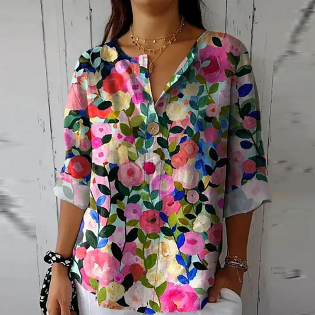 Anastasia | Floral V-Neck Blouse For Women