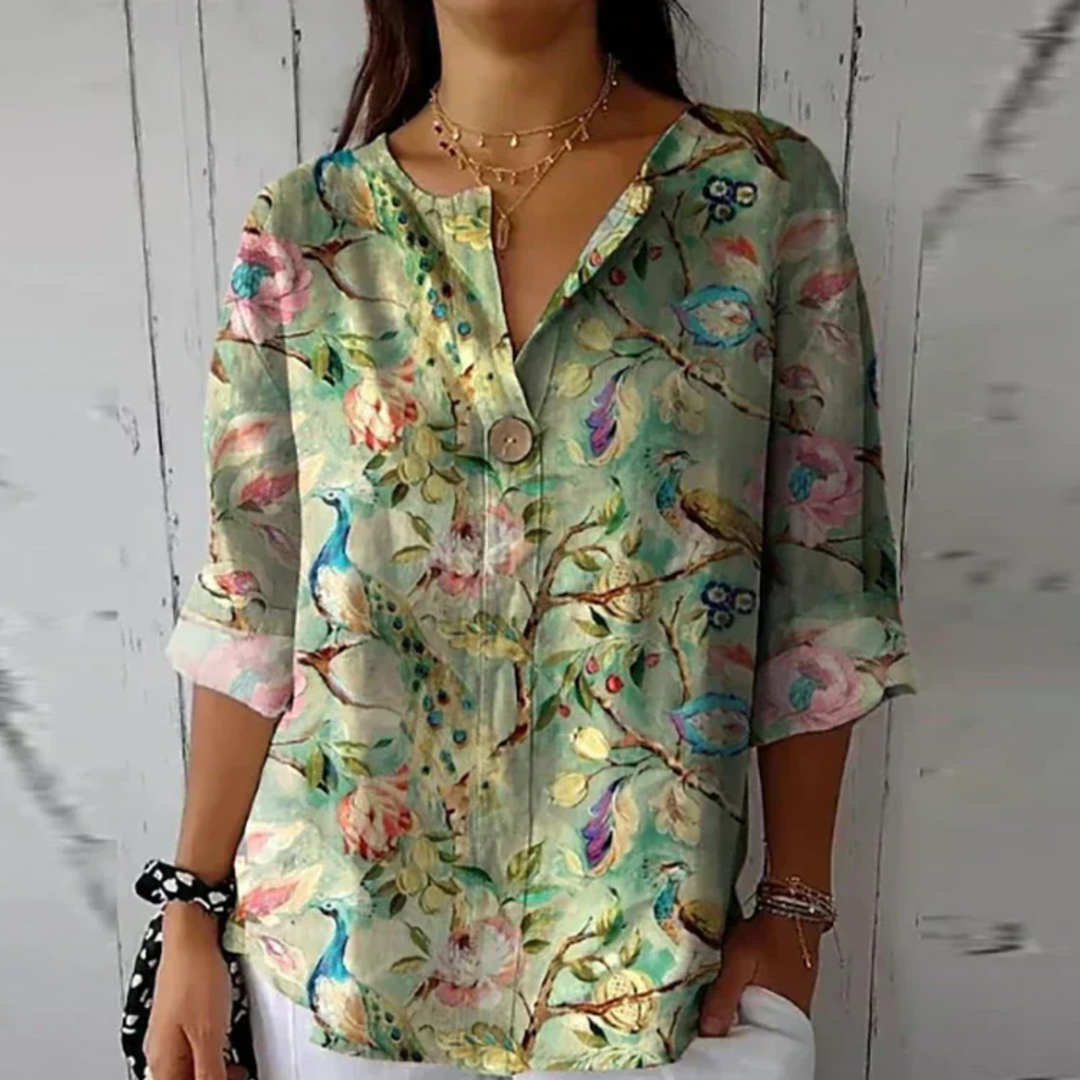 Anastasia | Floral V-Neck Blouse For Women