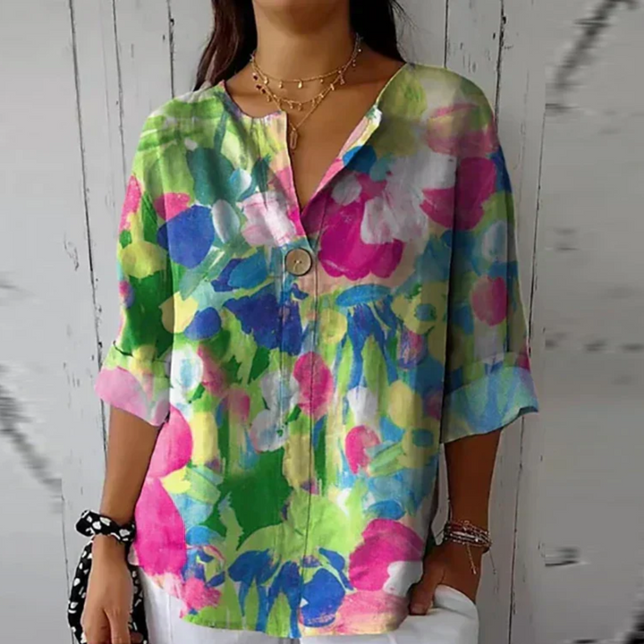Anastasia | Floral V-Neck Blouse For Women