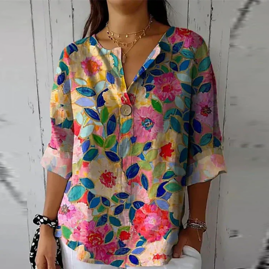 Anastasia | Floral V-Neck Blouse For Women