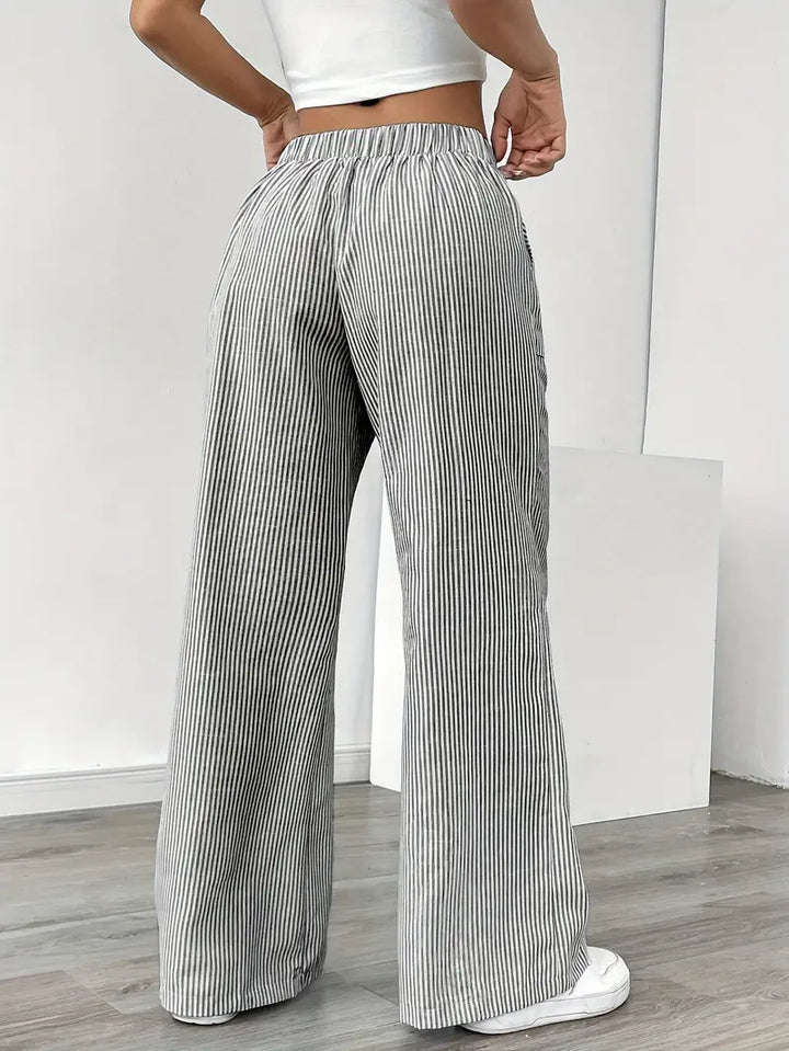 Nina™ - Elegant Striped Pant With Pockets