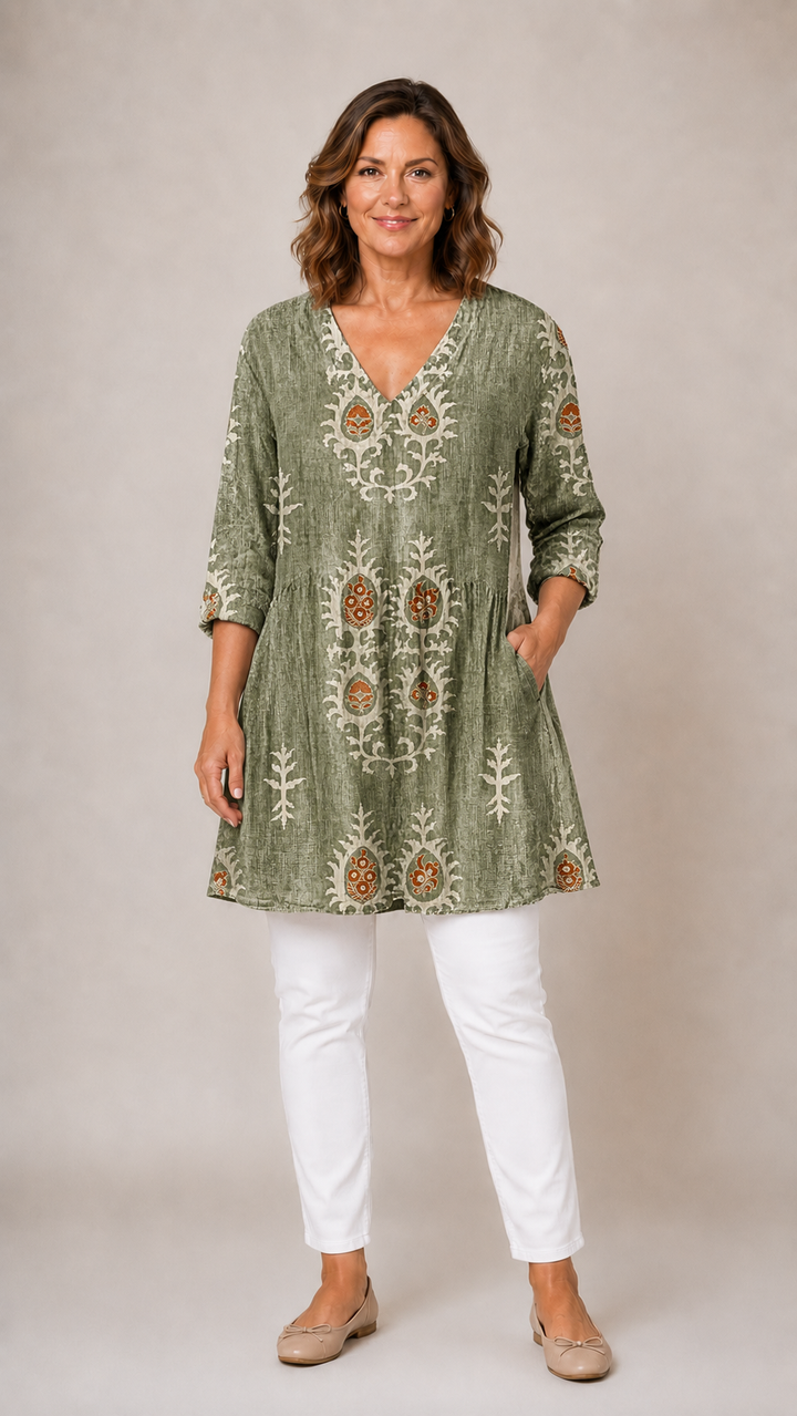 Everly | Long Blouse With V-Neck
