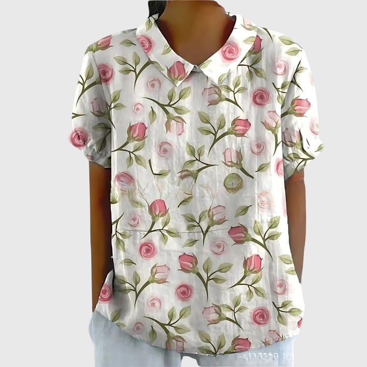 Jenna | V-Neck Short Sleeve Floral Blouse For Women