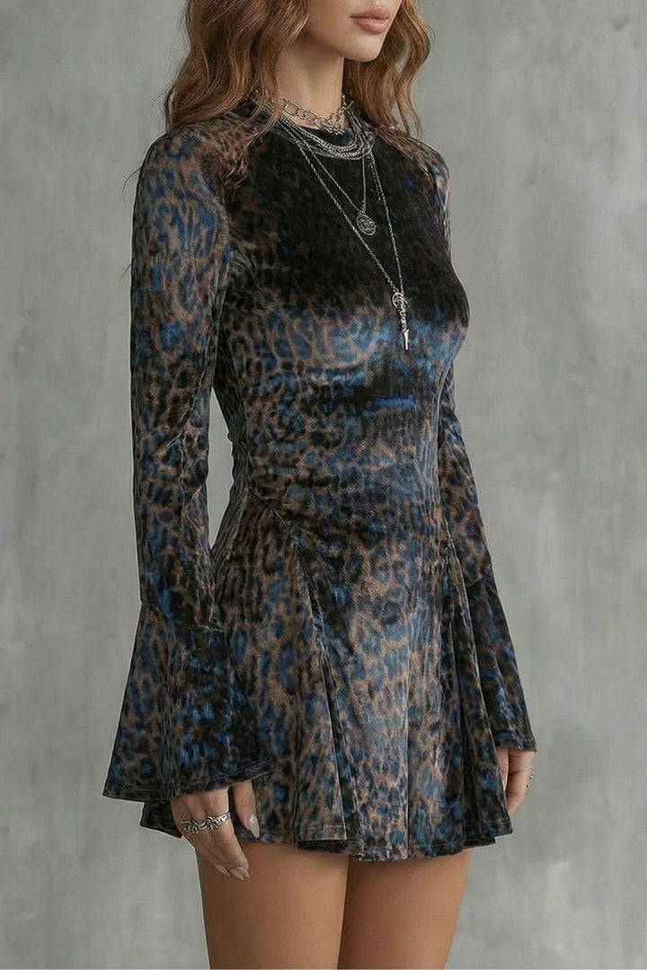 Bellanca – Flared Sleeve – Leopard Print Mini Dress