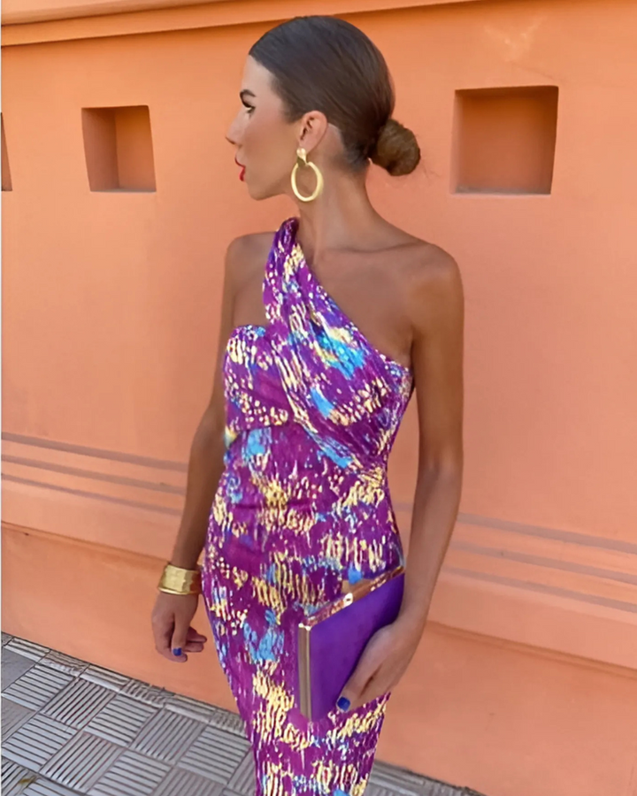 Maria Elegant One-Shoulder Maxi Dress