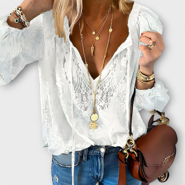 Lisette | V-Neck Lace Blouse For Women