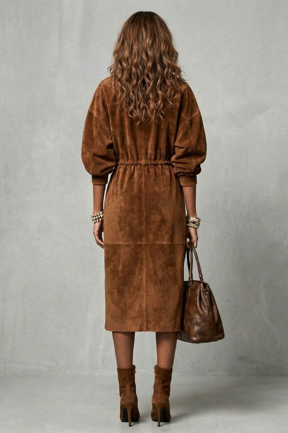 Zanetta – Drawstring Waist – Zip Midi Dress