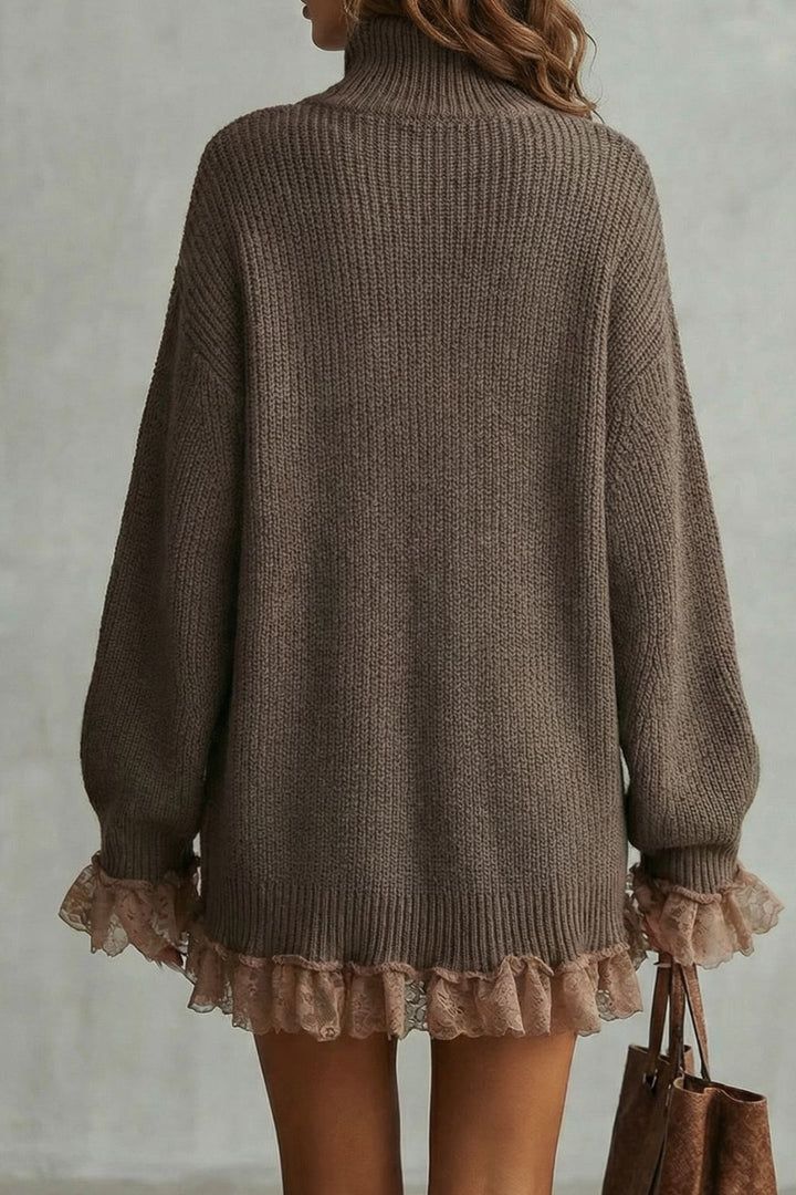 Morvelle – Ruffled Hem Knit – Sweater Dress