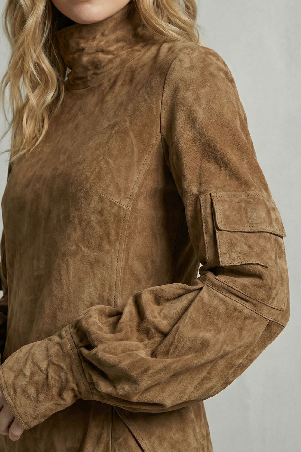 Marcella – High Neck Silhouette – Suede-Effect Mini Dress