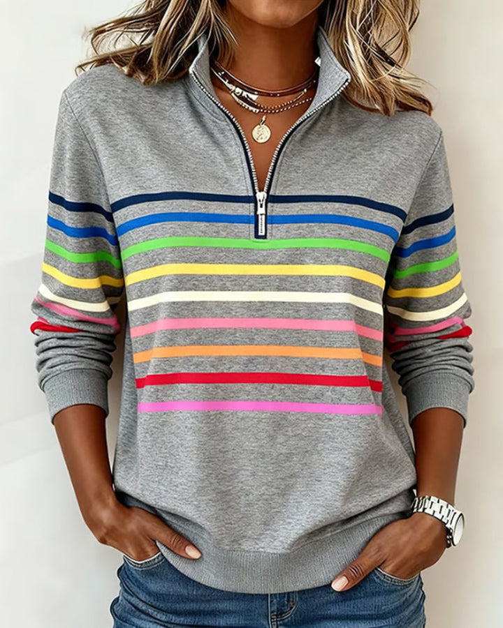 Rosetta | Striped Half Zip Sweatshirt For Women