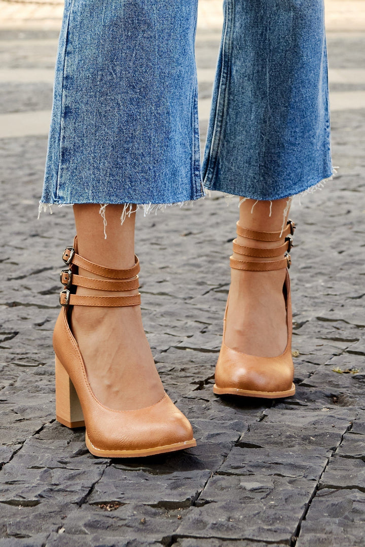 Johanna | Triple Buckle Block Heel Ankle Boots For Women