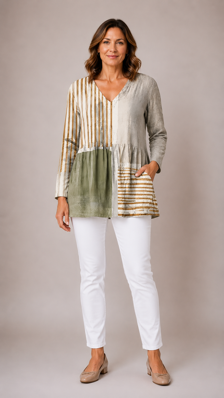 Natalie | Long Blouse With V-Neck