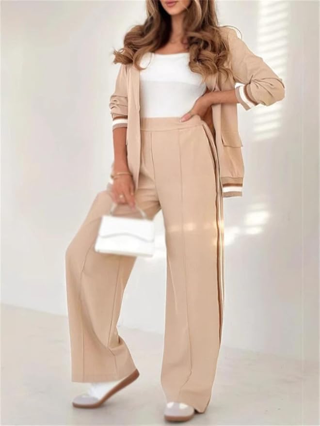 Edmee | Wide Leg Blazer And Pants Set For Women