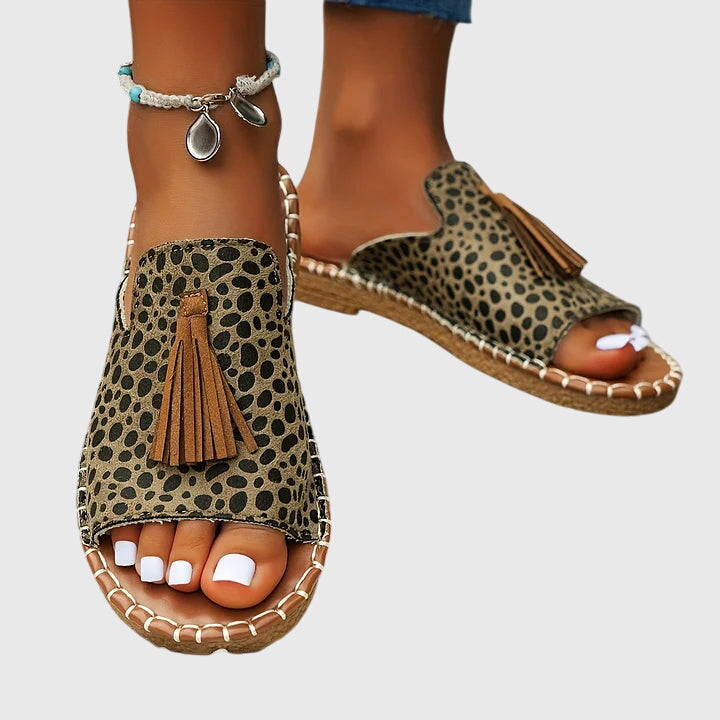 Lorraine | Woven Tassel Slide Sandals For Women