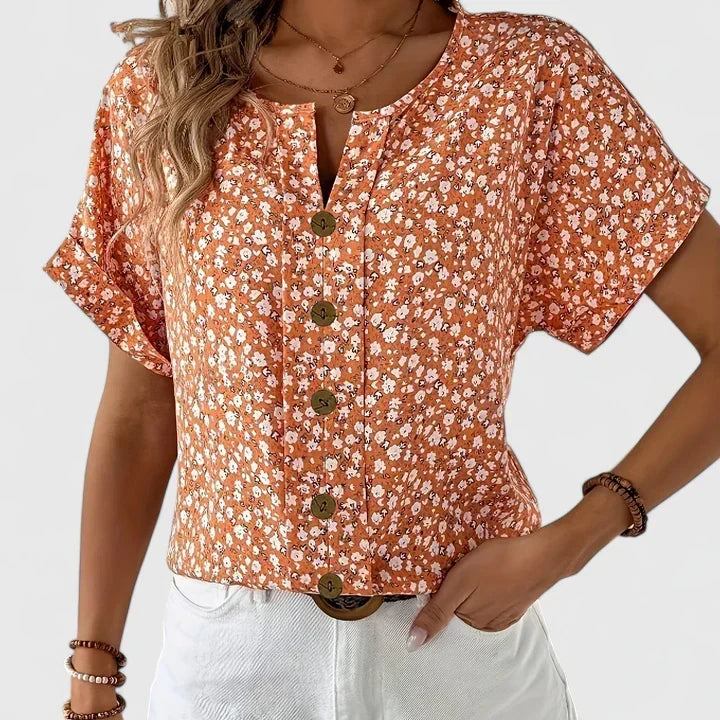 Whitney | Button-Down Short Sleeve Blouse For Women