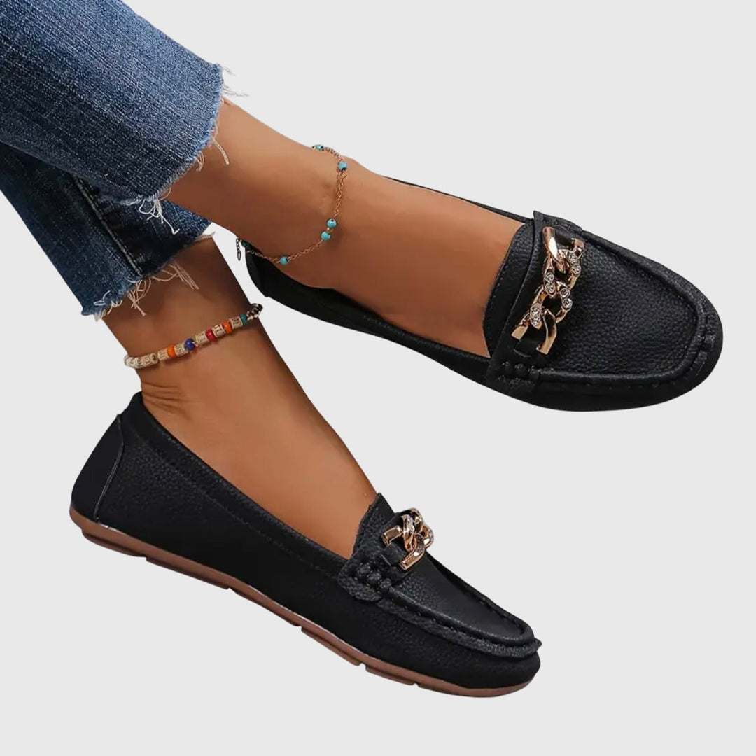 Melissa | Leather Loafers With Chain Detail For Women