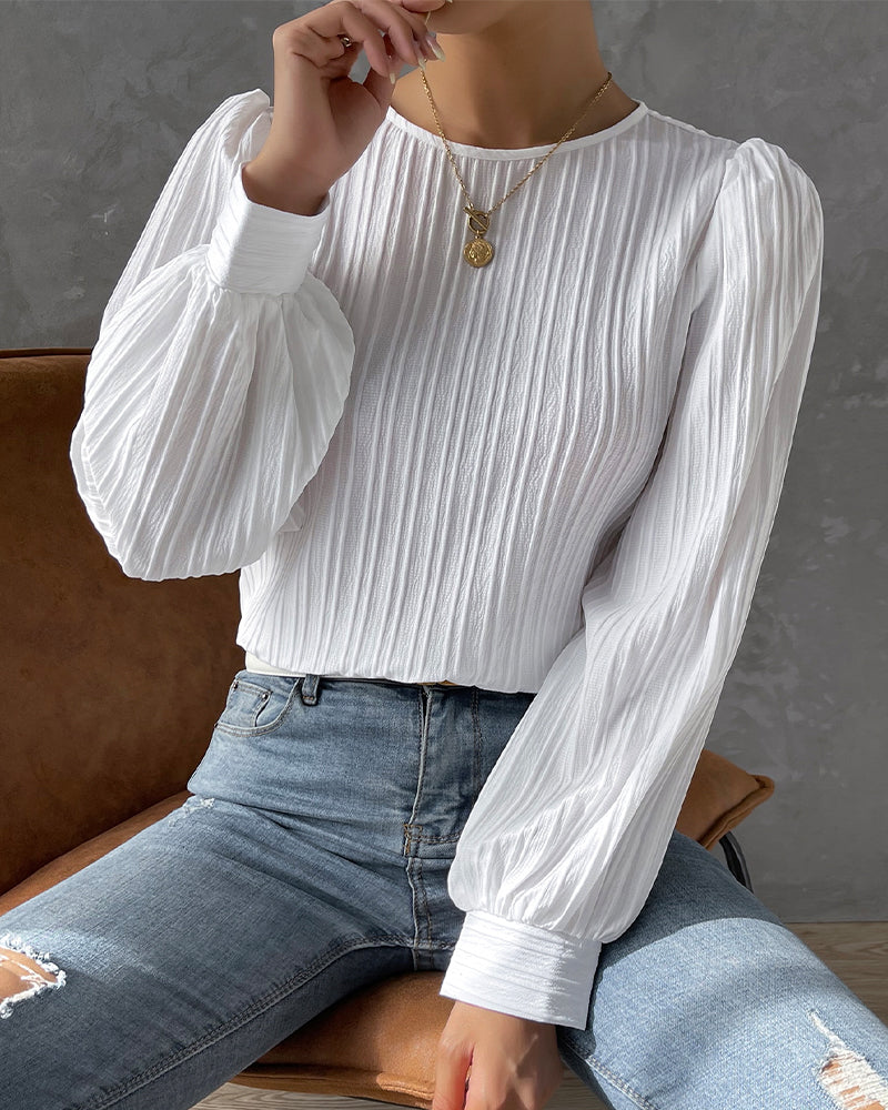 MARLEY | PLEATED LANTERN SLEEVE TOP FOR WOMEN