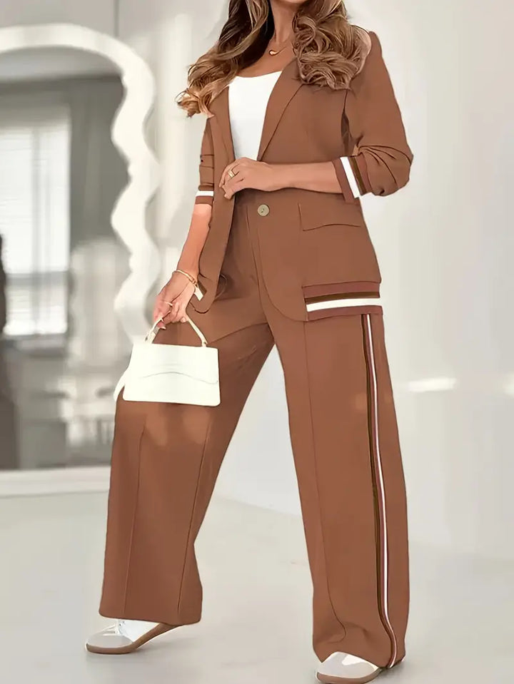 Edmee | Wide Leg Blazer And Pants Set For Women
