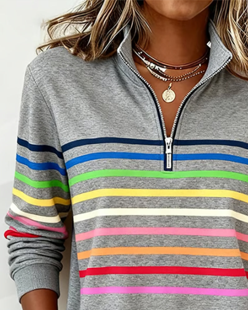 Rosetta | Striped Half Zip Sweatshirt For Women