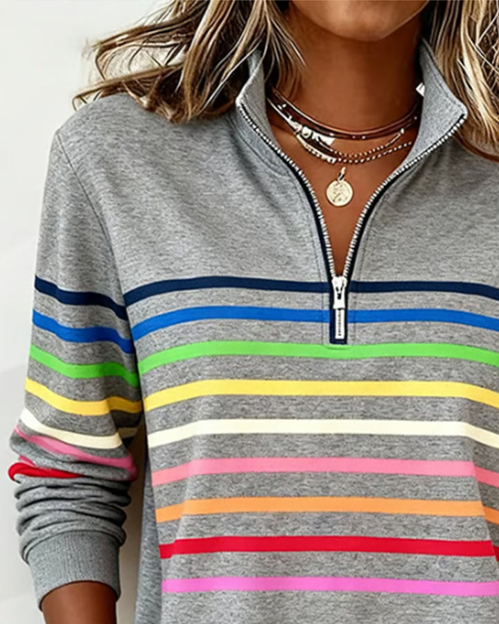 Rosetta | Striped Half Zip Sweatshirt For Women