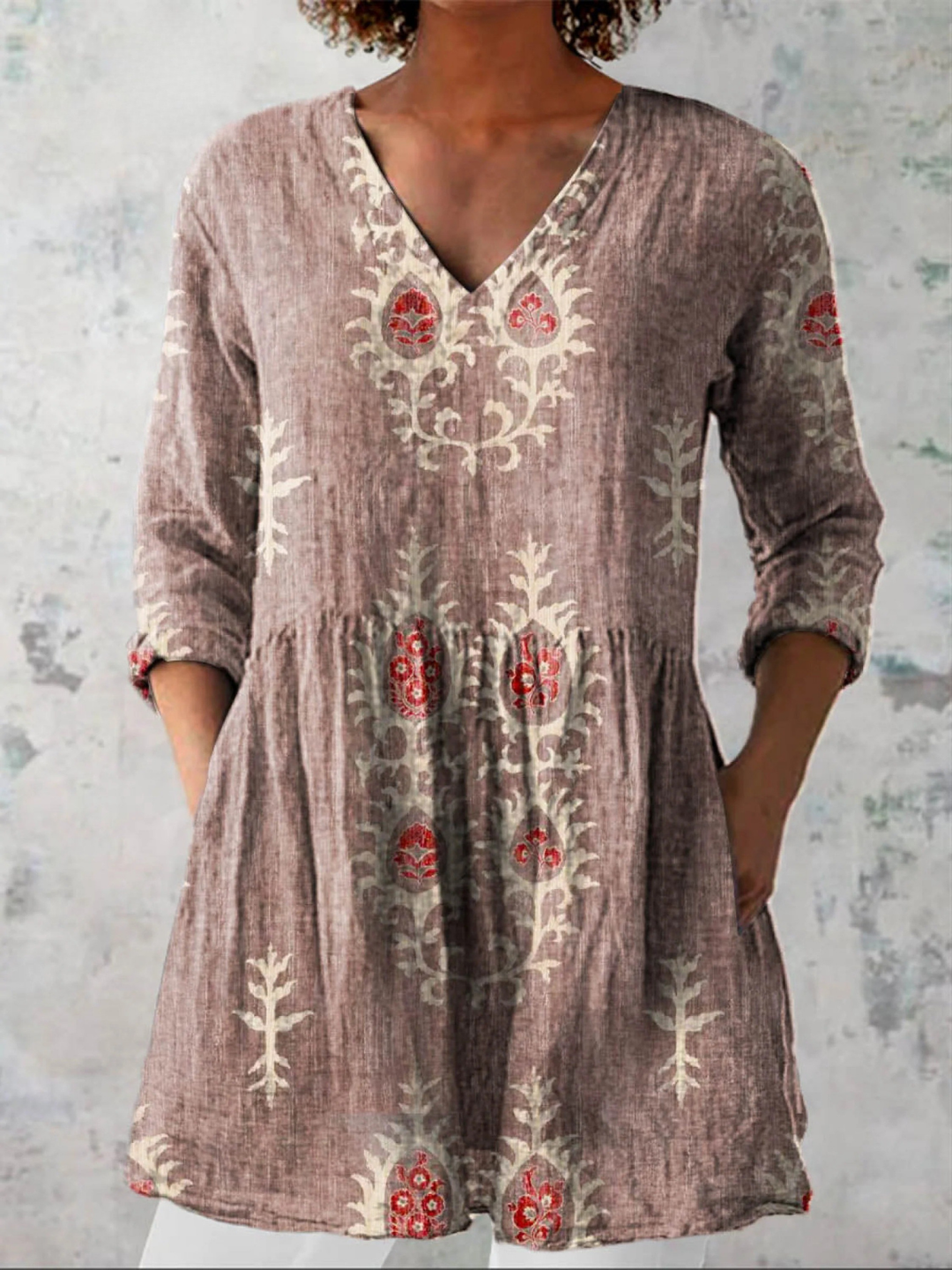 Maeve | Embroidered V-Neck Tunic Shirt For Women