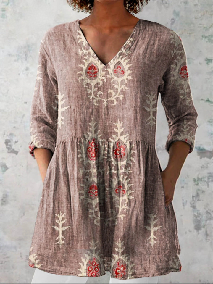 Maeve | Embroidered V-Neck Tunic Shirt For Women