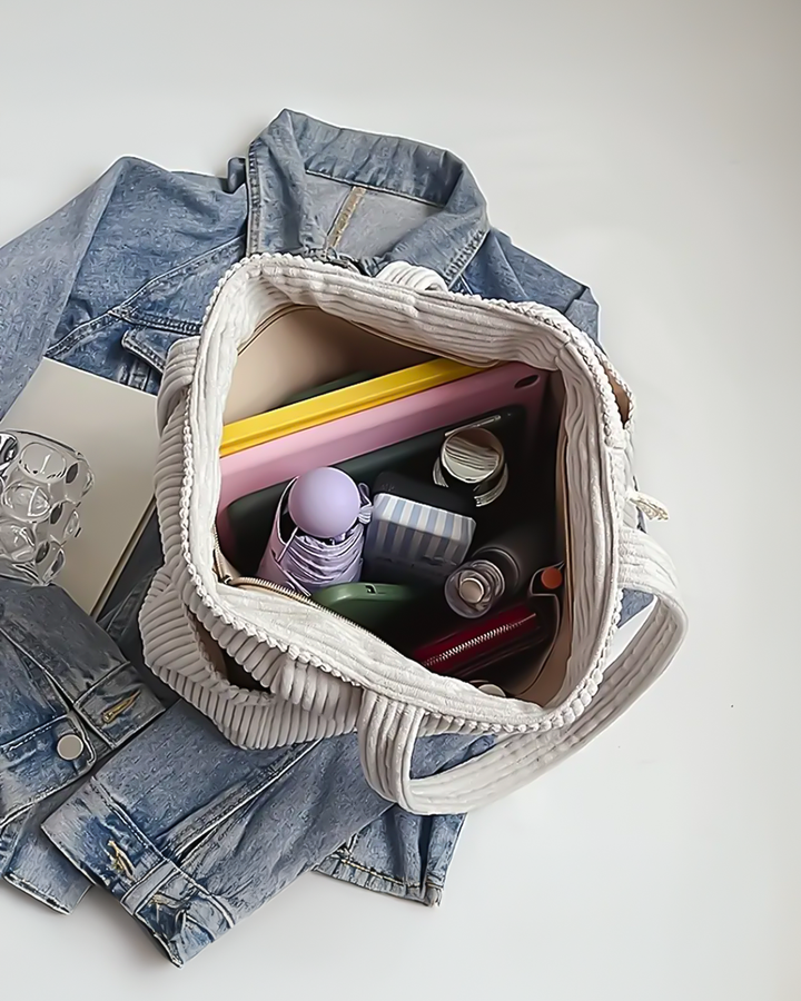 Tilda – Ribbed Tote Bag with Cord Detail