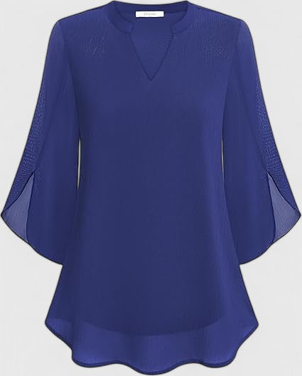 Olalla | V-Neck Bell Sleeve Tunic Blouse For Women