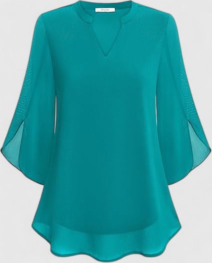 Olalla | V-Neck Bell Sleeve Tunic Blouse For Women