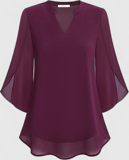 Olalla | V-Neck Bell Sleeve Tunic Blouse For Women
