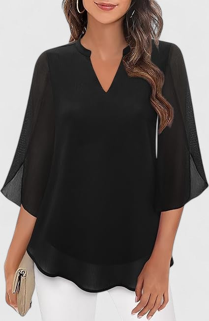 Olalla | V-Neck Bell Sleeve Tunic Blouse For Women
