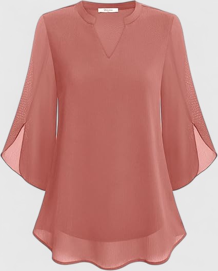 Olalla | V-Neck Bell Sleeve Tunic Blouse For Women