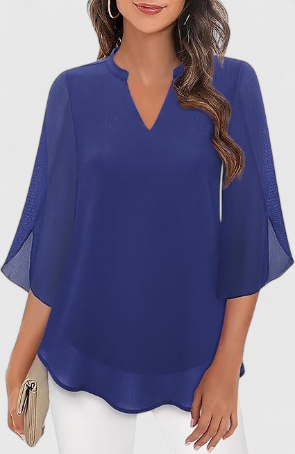 Olalla | V-Neck Bell Sleeve Tunic Blouse For Women