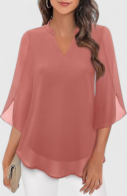 Olalla | V-Neck Bell Sleeve Tunic Blouse For Women