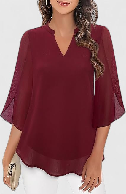 Olalla | V-Neck Bell Sleeve Tunic Blouse For Women