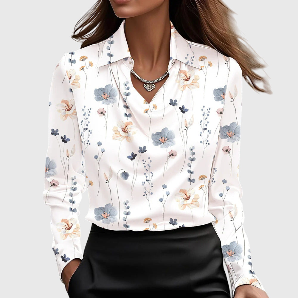 Laodice | Blouse With Cowl Neck And Long Sleeves For Women