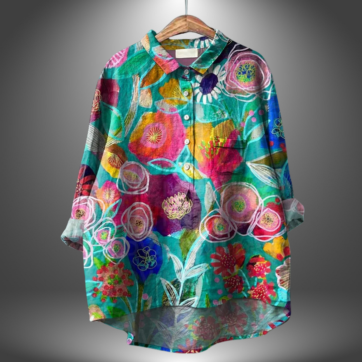 ALLY – HAND-PAINTED FLORAL BLOUSE