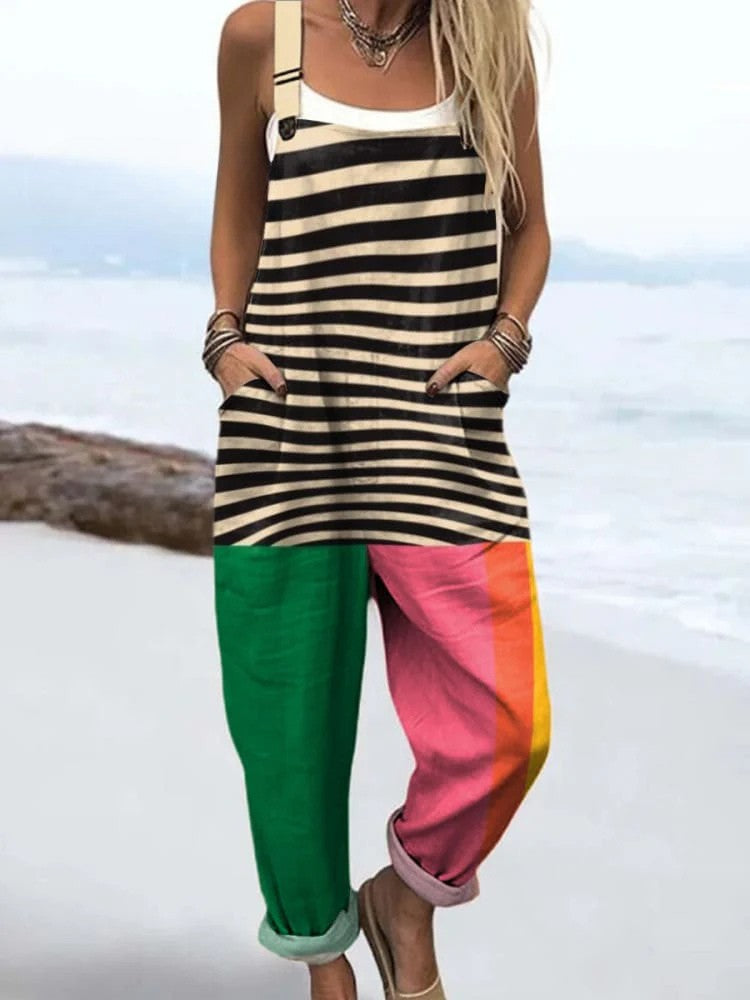 Polly | Striped Dungarees