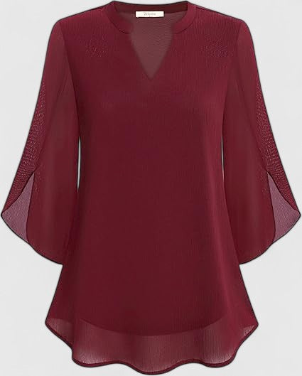 Olalla | V-Neck Bell Sleeve Tunic Blouse For Women
