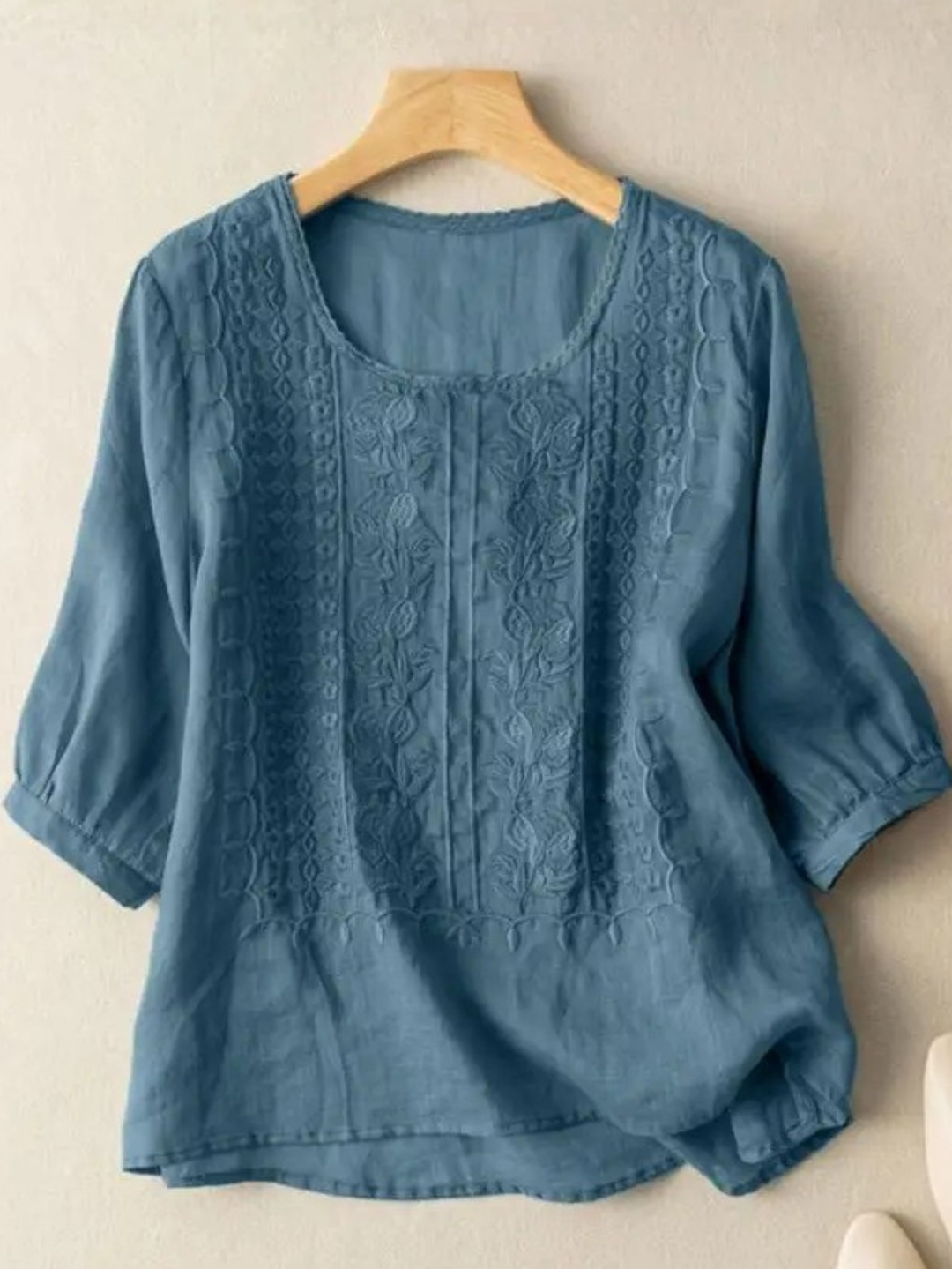 Lyric | Embroidered Blouse With Puff Sleeves For Women