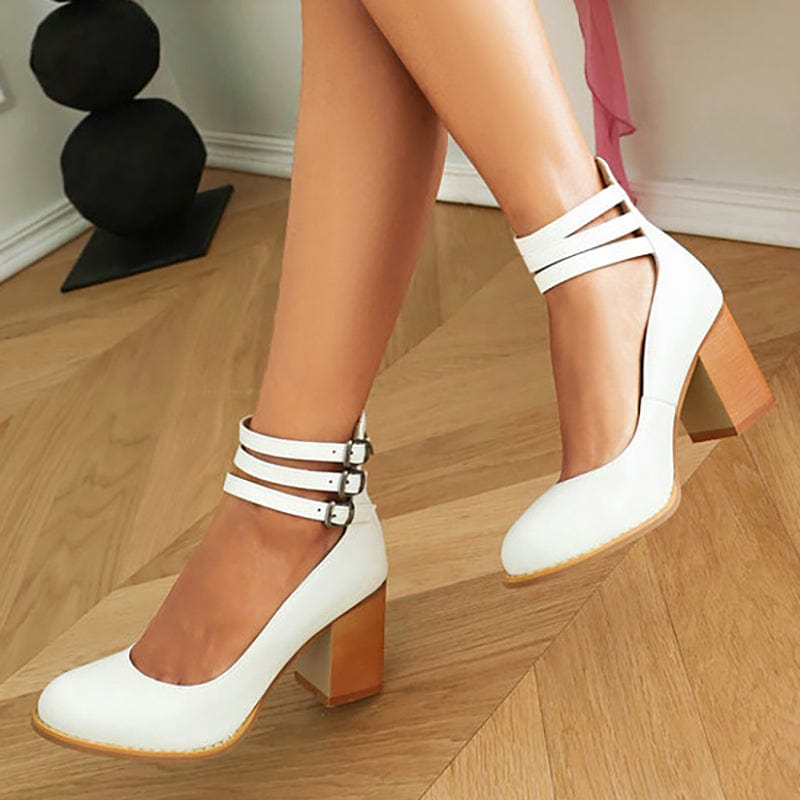 Johanna | Triple Buckle Block Heel Ankle Boots For Women