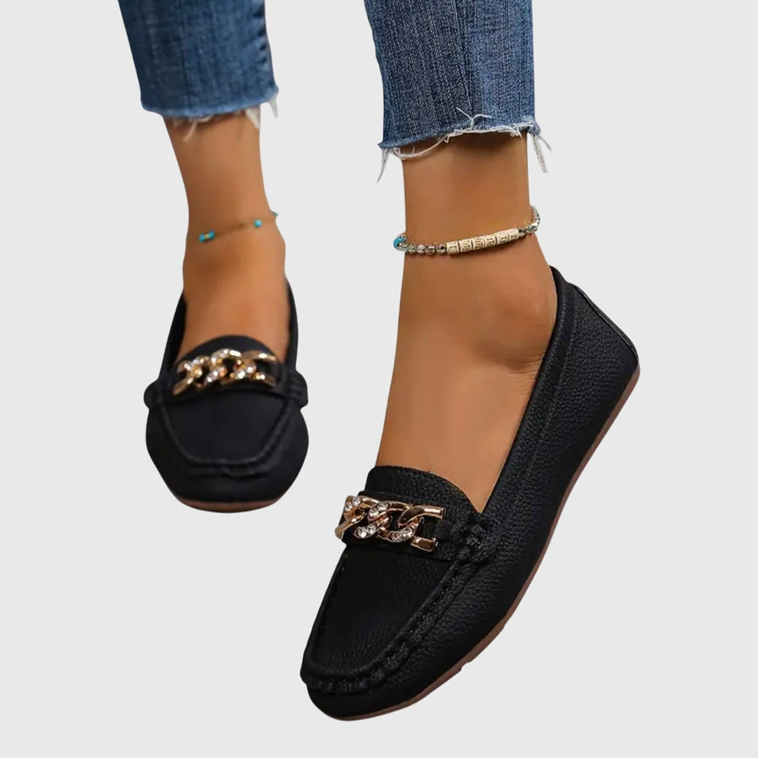 Melissa | Leather Loafers With Chain Detail For Women