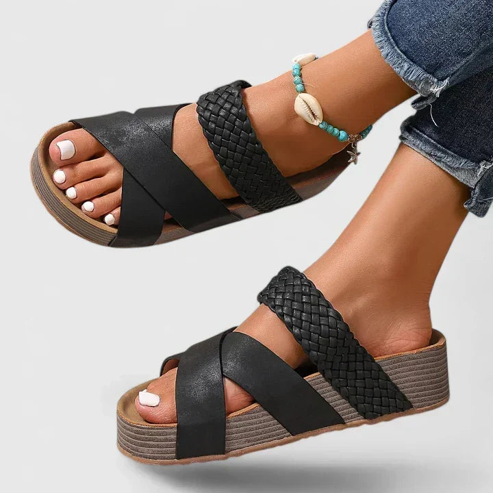 Pia | Woven Cross Strap Platform Sandals For Women