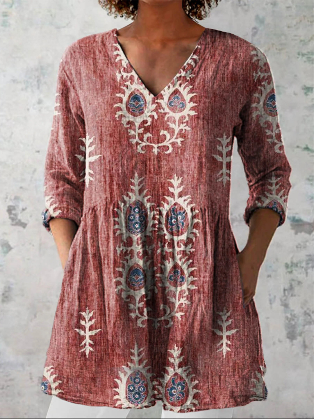 Maeve | Embroidered V-Neck Tunic Shirt For Women