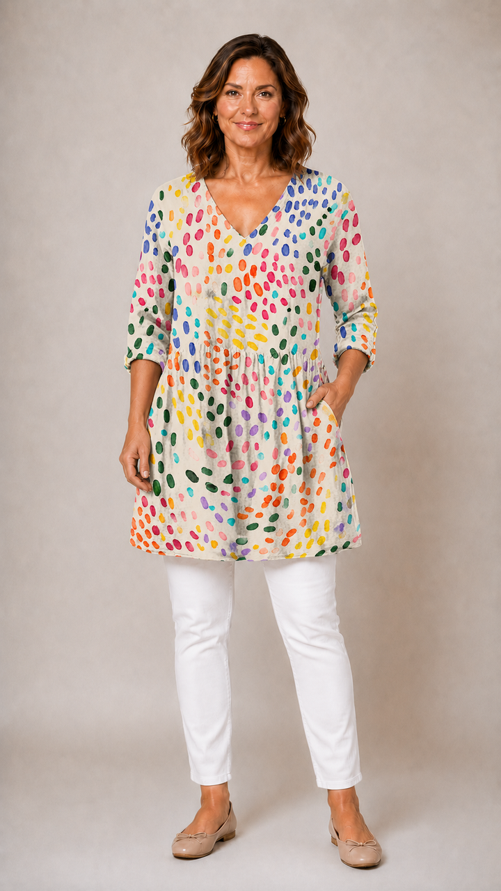 Everlee | Long Blouse With V-Neck