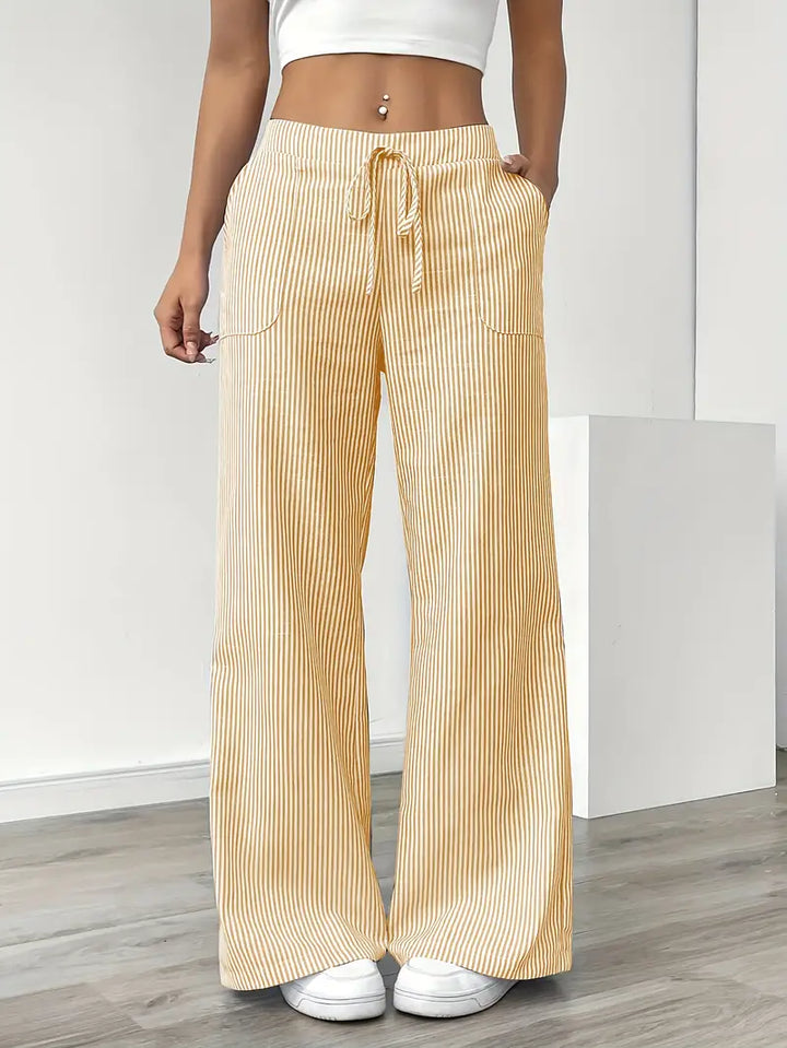 Nina™ - Elegant Striped Pant With Pockets
