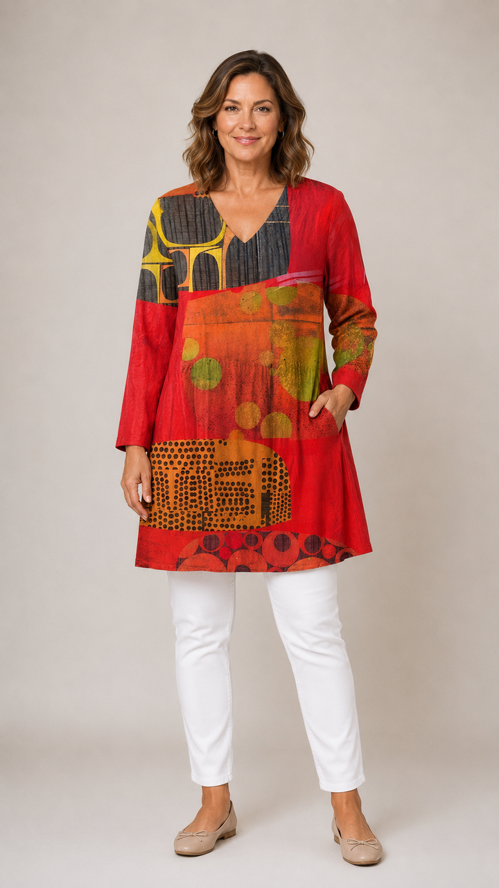 Maria | Long Blouse With V-Neck