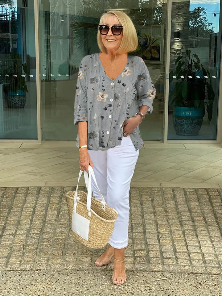 TASHA – FLORAL BLOUSE WITH SOFT DRAPE