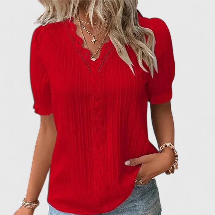 Indy | V-Neck Short Sleeve Blouse For Women